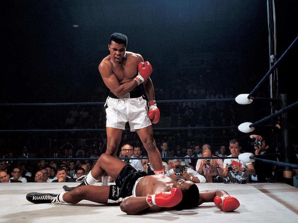 Muhammad Ali in action after first round knockout of Sonny Liston at St. Dominic's Arena. Cover. Lewiston, ME 5/25/1965. Picture: Neil Leifer/Sports Illustrated/Getty Images