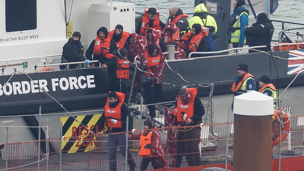 Migrants are brought ashore after being picked up in the English Channel by a Border Force vessel on January 17, 2024 in Dover, England. Picture: Dan Kitwood/Getty Images