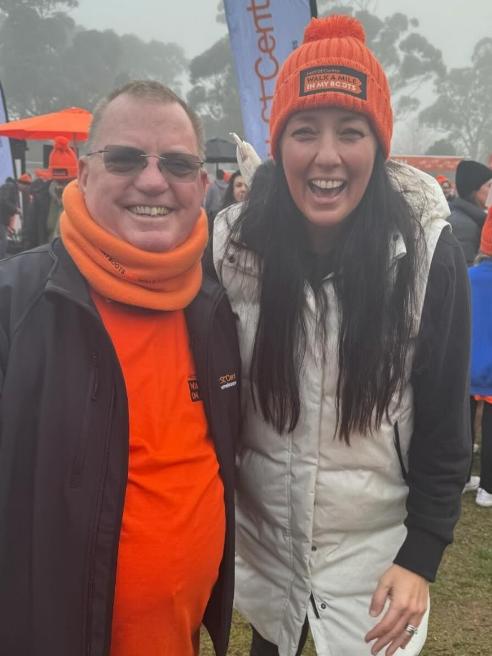 Hutt Street Centre CEO Chris Burns and Ali Clarke at the Walk a Mile in my Boots last Friday. Picture Instagram