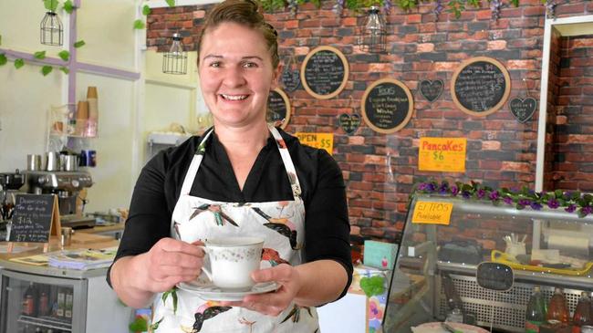 ENTREPRENEUR: Young business owner Anita Blanch at The Jacaranda Tearooms, which she owns with business partner Nick Blanch, in Proston. Picture: Jessica McGrath