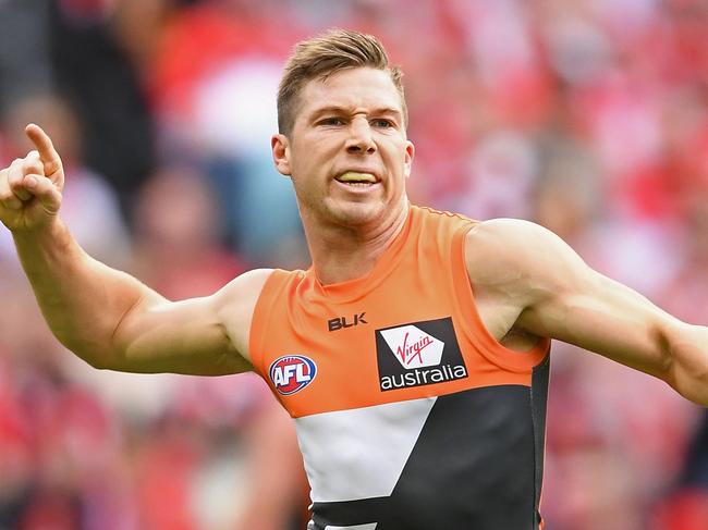 SYDNEY, AUSTRALIA - SEPTEMBER 10: Toby Greene of the Giants celebrates kicking a goalduring the AFL 1st Qualifying Final match between the Sydney Swans and the Greater Western Sydney Giants at ANZ Stadium on September 10, 2016 in Sydney, Australia. (Photo by Quinn Rooney/Getty Images)