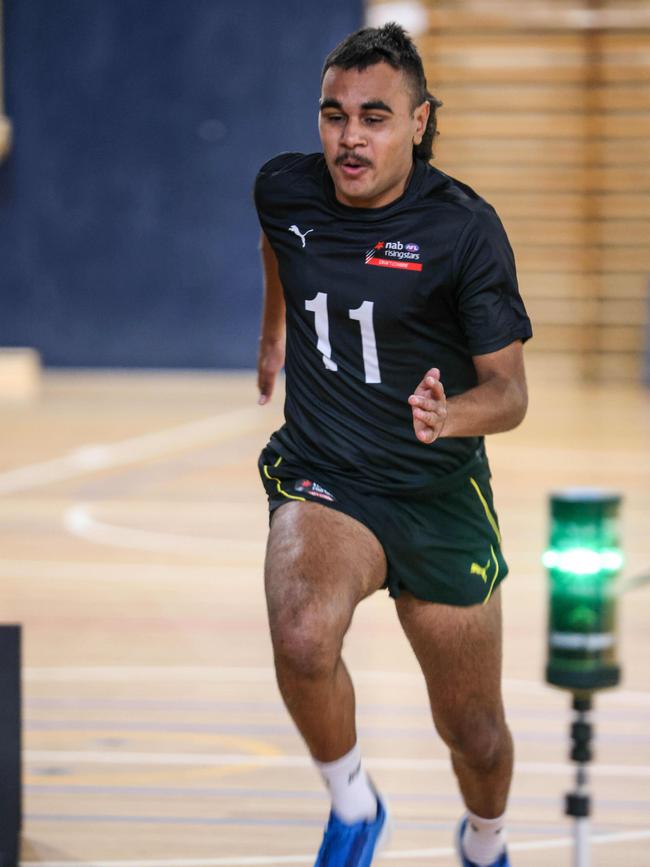 Blayne O’Loughlin testing at the SA draft combine. Picture: Russell Millard