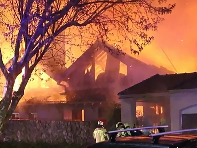 A $24 million mansion at 62 Cliff Rd in Northwood has been destroyed by a deliberately lit fire. The heritage listed home has been gutted by the fire, which police believe is the result of arson. Picture: 9 News