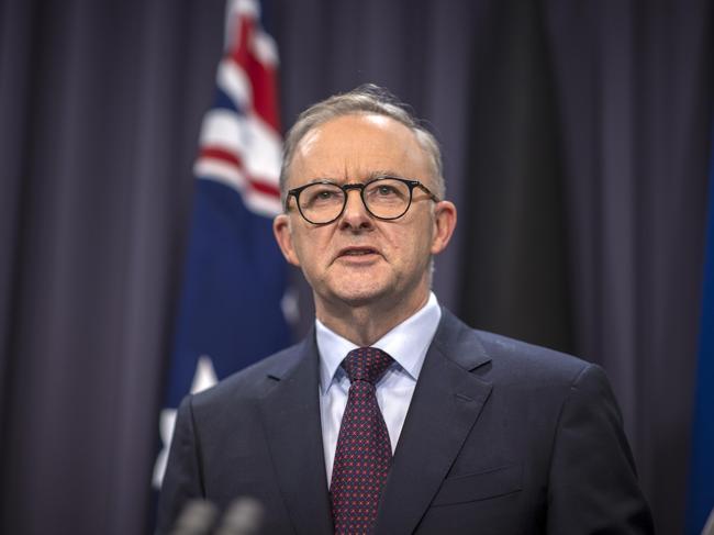 Prime Minister Anthony Albanese spoke to media in Parliament House in Canberra. Picture: NCA NewsWire / Gary Ramage