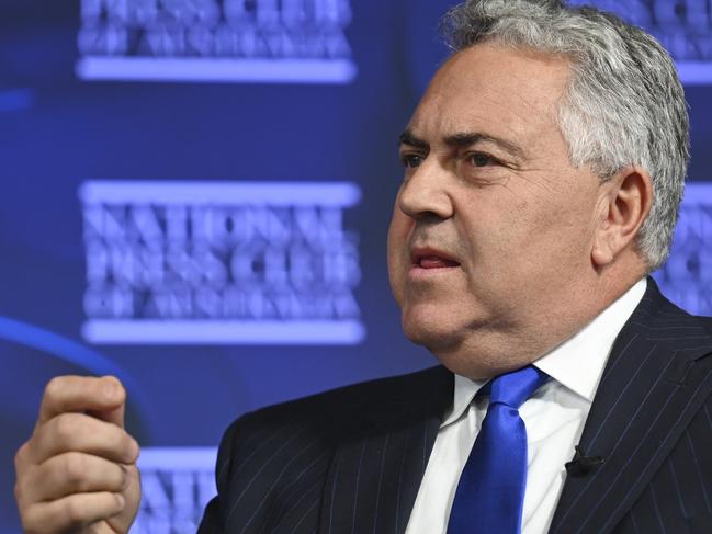 Former treasurer Joe Hockey speaks at the National Press Club of Australia. Picture: Martin Ollman