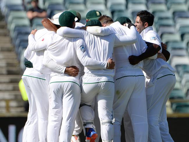 South Africa celebrates their win. Picture: Daniel Wilkins