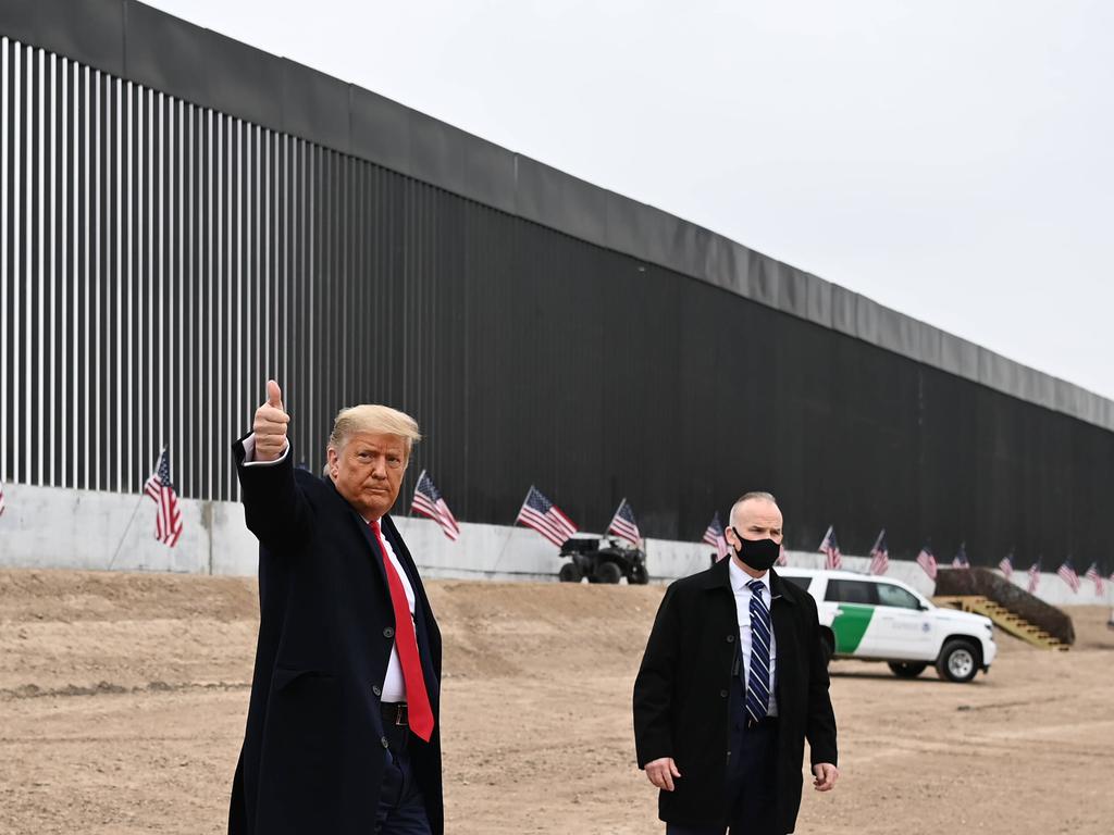 US President Donald Trump gives a thumbs up after touring a section of the border wall in Alamo, Texas. Picture: AFP