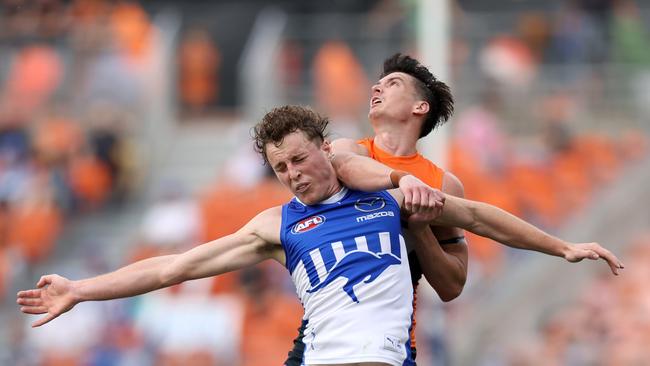 Despite Larkey kicking three goals on Saturday, Taylor still comfortably had the better of their match-up. Picture: Jason McCawley/AFL Photos/via Getty Images