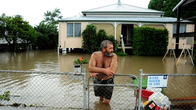 Mark Lovejoy at his home in Clayton Street Hermit Park during the Townsville floods in 2019. Picture: Evan Morgan