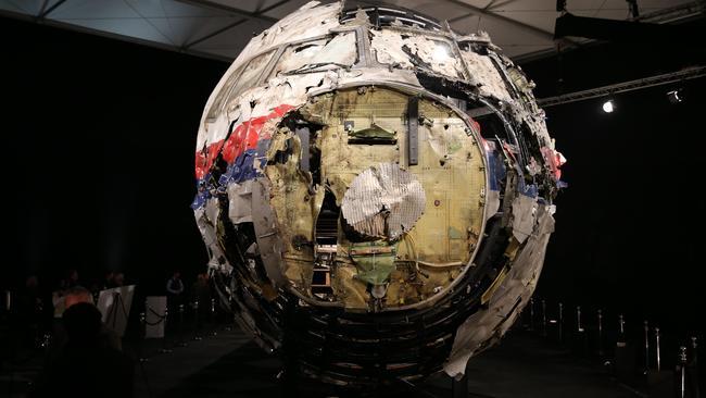 The rebuilt Boeing 777 highlighted the extent of damage caused by a Russian Buk missile. Picture: Stephen Lock/i-Images