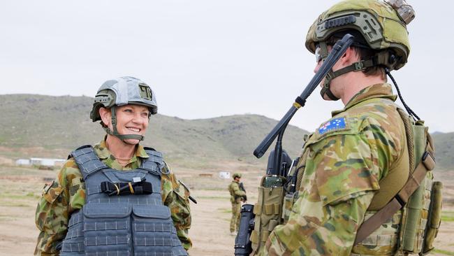 One Nation leader Pauline Hanson talks to Australian troops during a visit to Afghanistan as part of the 2018 Australian Defence Force Parliamentary Program. Picture: ADF