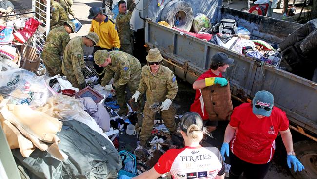 The massive clean up at Riverside Village. Picture: Nathan Edwards