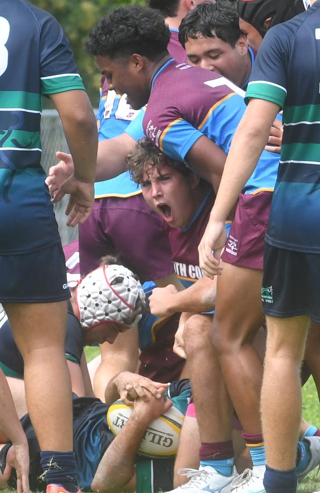 QLD Rugby Union State Championships (17-18 years boys) at the Townsville Sports Precinct. Friday May 23. South Coast against Metro North. Picture: Evan Morgan