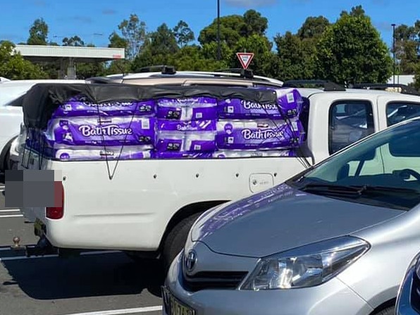 Photo of ute filled with toilet paper outside NSW Costco sparks fury. Picture: Facebook