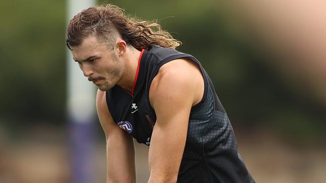 Emerging ruckman Sam Draper looms as one of the Bombers’ most exciting prospects for 2022. Picture: Robert Cianflone/Getty Images