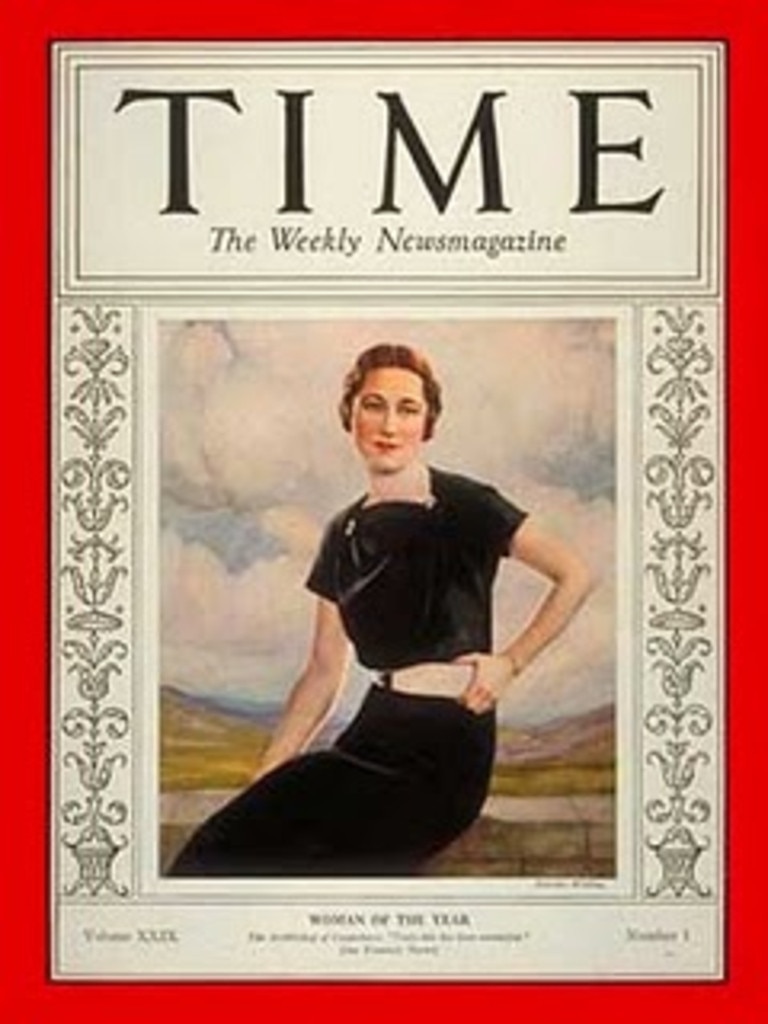 Cover of TIME magazine for 1936. TIME named Wallis Simpson as their ‘Person of the Year’ for 1936. Picture: TIME Magazine