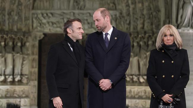 French President Emmanuel Macron and his wife Brigitte welcome Prince William. Picture: AFP