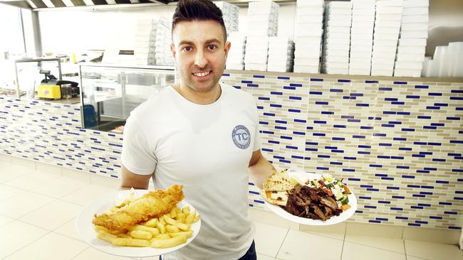 Crispy catch fish & chips shop 9 854 burwood highway Fern tree gully pictured is Anthony and 2 of his famous dishes Picture: Paul Loughnan