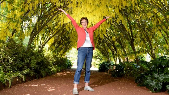 Forest Glade in Mt Macedon. Jan Gill with Laburnum archway. Picture: Kylie Else