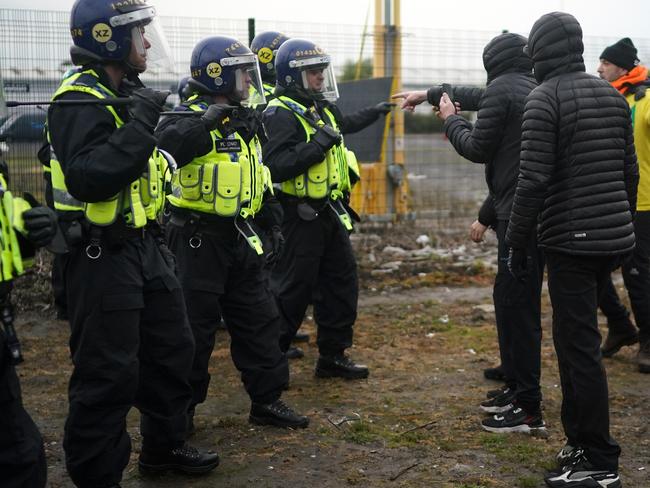 There was a heavy police presence outside the stadium.