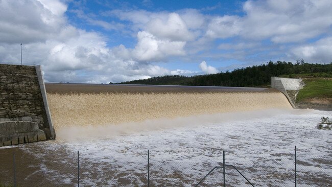 Water running over the Paradise Dam.