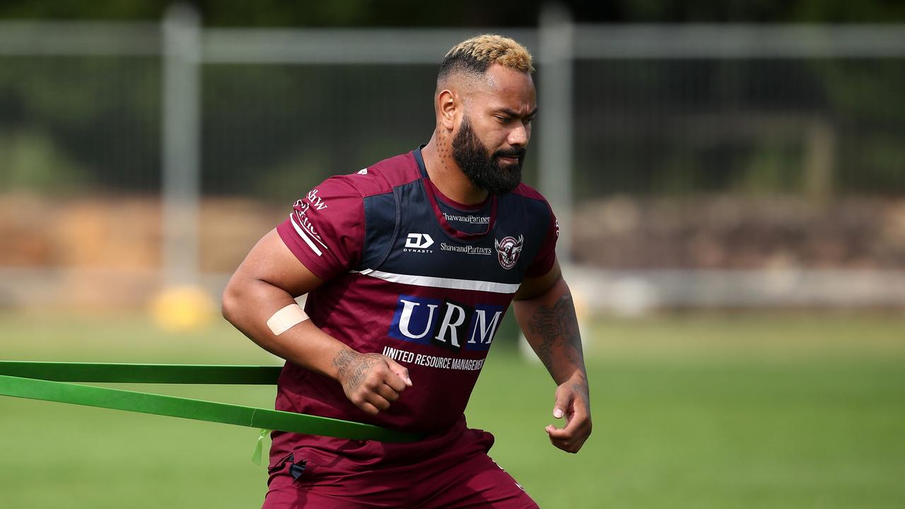 Tony Williams during a Manly Sea Eagles session. Picture: Cameron Spencer/Getty Images