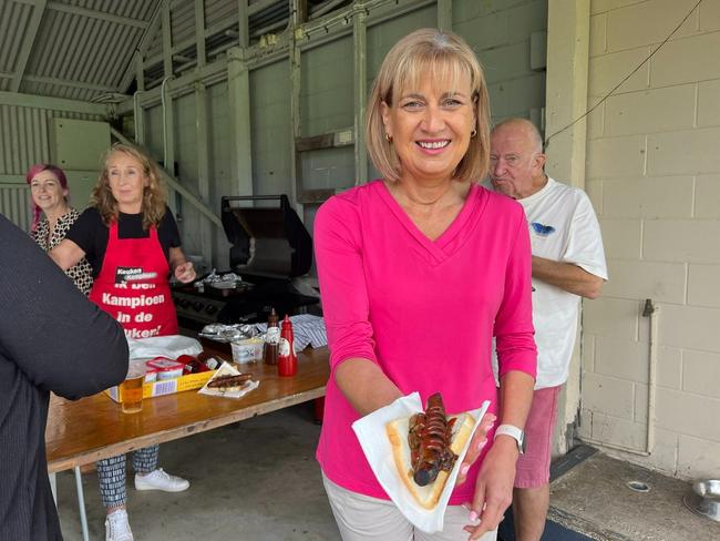 MP Richmond Justine Elliot at a pre-poll booth ahead of the 2022 election.