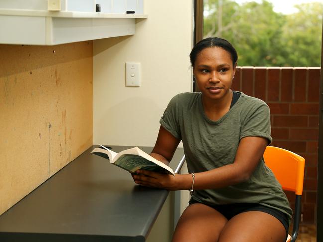 Clayfield College boarder captain and Year 12 student Elizabeth Nindipa has been a boarder since Year 7 and comes from Port Moresby, PNG. Picture David Clark/AAP