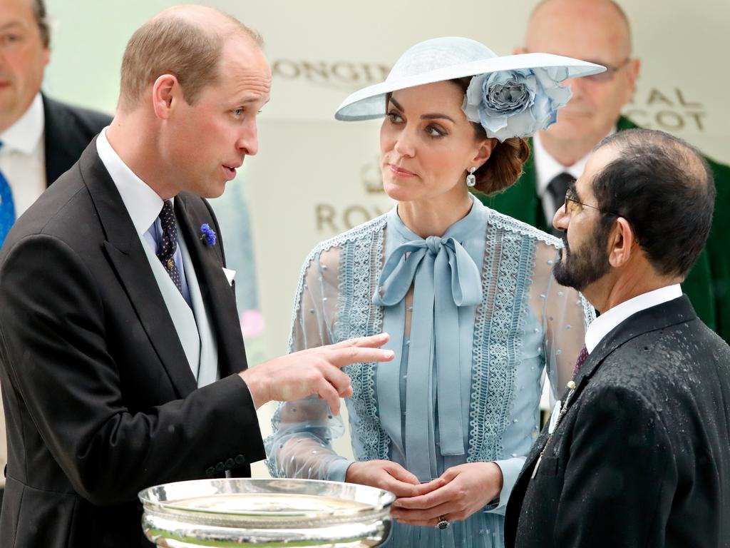Prince William and Kate Middleton with sheik Mohammed bin Rashid Al Maktoum at Ascot Racecourse last year. Picture: Getty