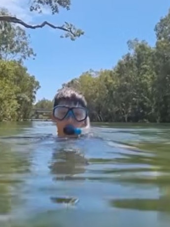 She was filming her kids swimming in the water at the time. Picture: 7News