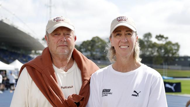 Nedd Brockmann’s parents Ian and Kylie Brockmann have travelled from the family home in Forbes to support Nedd on his Uncomfortable Challenge, attempting to run 1000 miles in 10 days. Picture: Richard Dobson