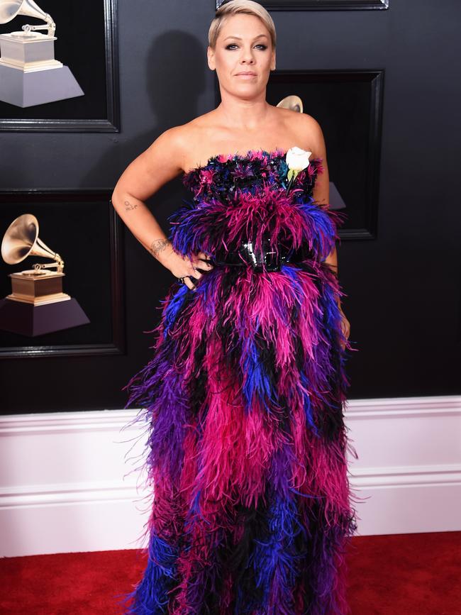 Pink, we love you, but it looked like your daughter made this in arts and crafts time. Picture: Dimitrios Kambouris/Getty Images for NARAS