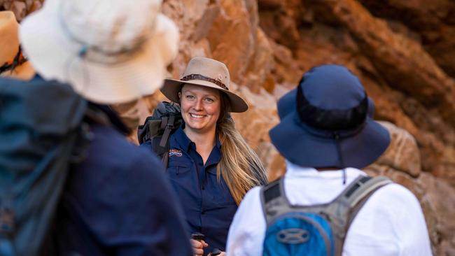 Central Australian based tour guide Anna Dakin, who leads the World Expeditions Six Day Larapinta Trek in Comfort, has been named the Northern Territory's 2022 Top Tour Guide. Picture: Shaana McNaught