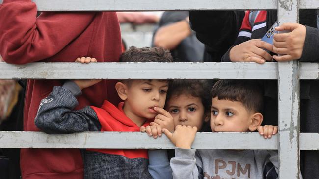 Palestinians arrive south of Gaza City after fleeing their homes in Gaza City and the Northern Gaza Strip. Picture: AFP