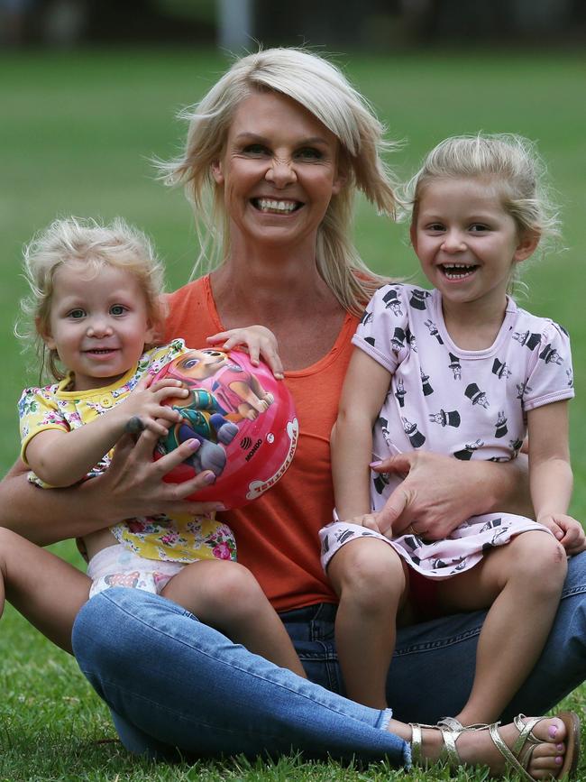 Mrs MacDougall with daughters Milla, two, and Harlow, four. Picture: Peter Lorimer.