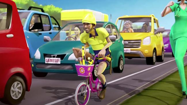 Queensland Premier Annastacia Palaszczuk apologised for an ad featuring a tradie riding a pink children's bicycle to work to avoid traffic congestion during the Gold Coast Commonwealth Games.