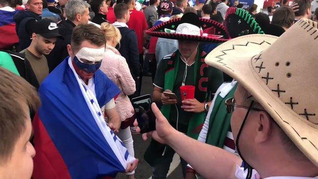 Mexican Soccer Fans Share Tequila With Russian Supporters After World Cup Opener