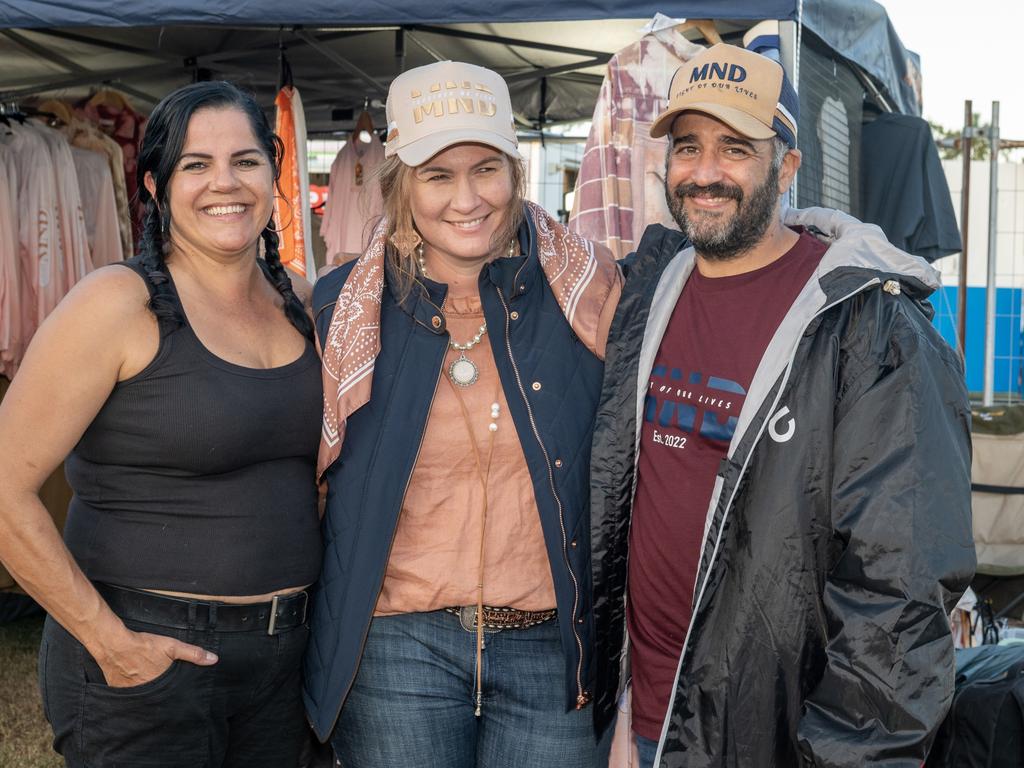 Melinda Heisrath, Roslyn Starrett and Phillip Starrett at Gargett Rodeo Saturday 3 June 2023 Picture: Michaela Harlow
