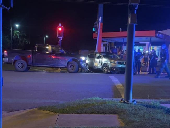 A black Dodge Ram was involved in a hit and run crash on the corner of Thozet and Rockonia Roads, Koongal, on Feburary 8 about 9.40pm.