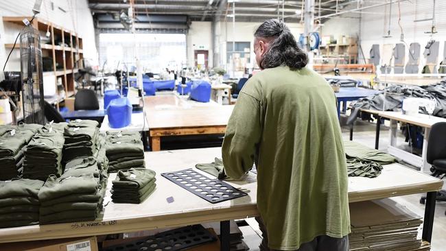 A prisoner working in the textiles workshop at the Woodford Correctional Centre. Picture: Patrick Woods.