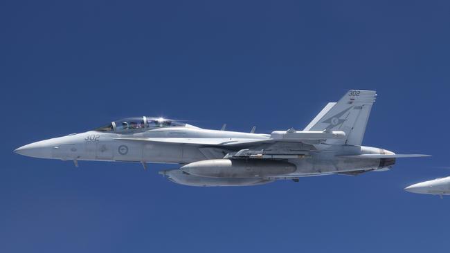 The RAAF’s Super Hornet fleet is set to remain in service until 2040 and, together with the EA-18G electronic attack aircraft, they will receive capability enhancements in line with the US Navy’s spiral development program. Picture: Nigel Pittaway