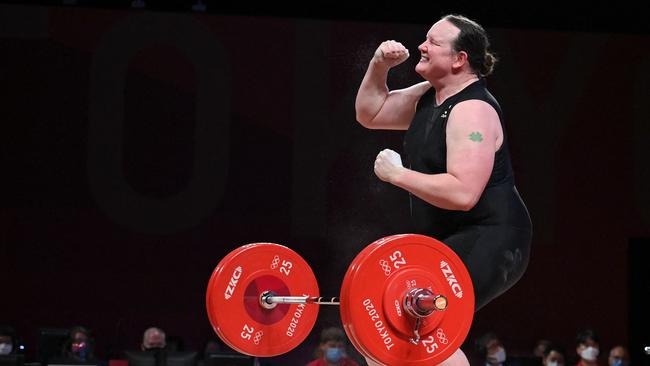 New Zealand's Laurel Hubbard competes in the women's +87kg weightlifting competition during the Tokyo 2020 Olympic Games. Picture: AFP.