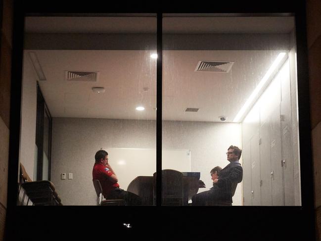 North Adelaide Coach Josh Carr sits in a meeting room at Adelaide Oval, waiting on a decision by the SANFL tribunal on whether his team will play in the grand final. Picture: Matt Loxton