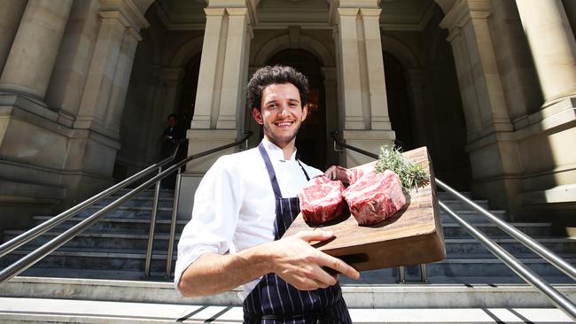 Thomas Boisselier Head Chef Black Hide by Gambaro at Treasury Brisbane poses outside the Treasury building in Brisbane on Thursday, March 1, 2018. Gambaro will be opening a new restaurant at Treasury Brisbane. (AAP Image/Claudia Baxter)