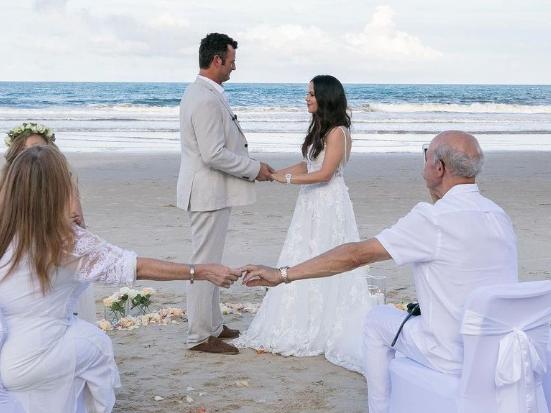 The couple renew their vows on Surfers Paradise beach. Picture: Instagram