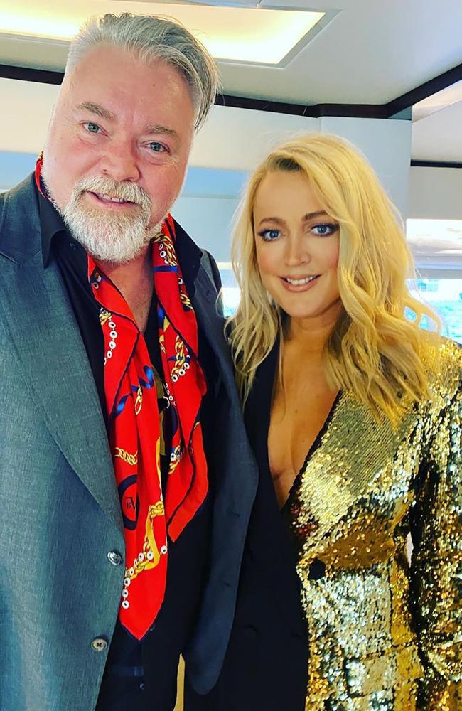 Jackie O pictured with radio co-host Kyle Sandilands at the shock jock’s 50th birthday party. Picture: Instagram.