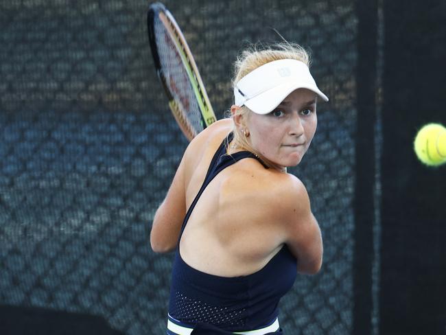 Taylah Preston competes in the Women's final match of the ITF Cairns International #2 tennis tournament, held at the Cairns International Tennis Centre. Picture: Brendan Radke