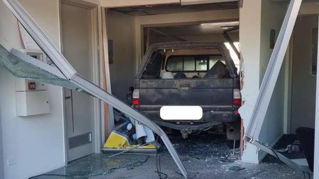 A man allegedly tried to flee the scene of a crash after allegedly driving into the office of the RACQ CapRescue hangar near Rockhampton Airport.