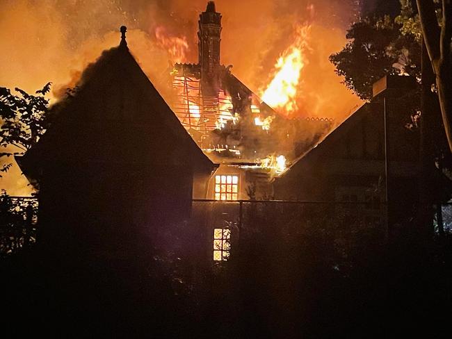 Shenley Croft in Canterbury going up in flames.