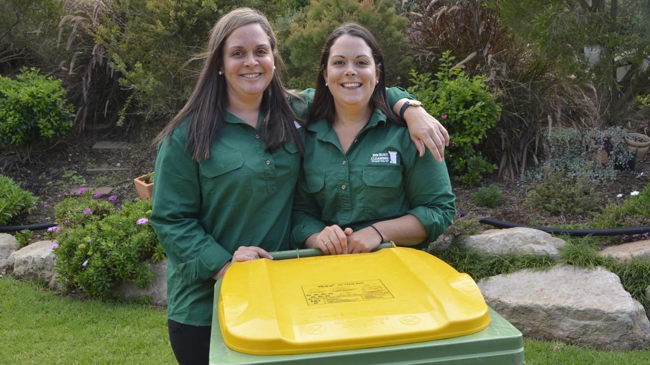 Sisters Kahli (left) and Anika Cameron have started their own business Bin Busy Cleaning. Picture: Rhylea Millar